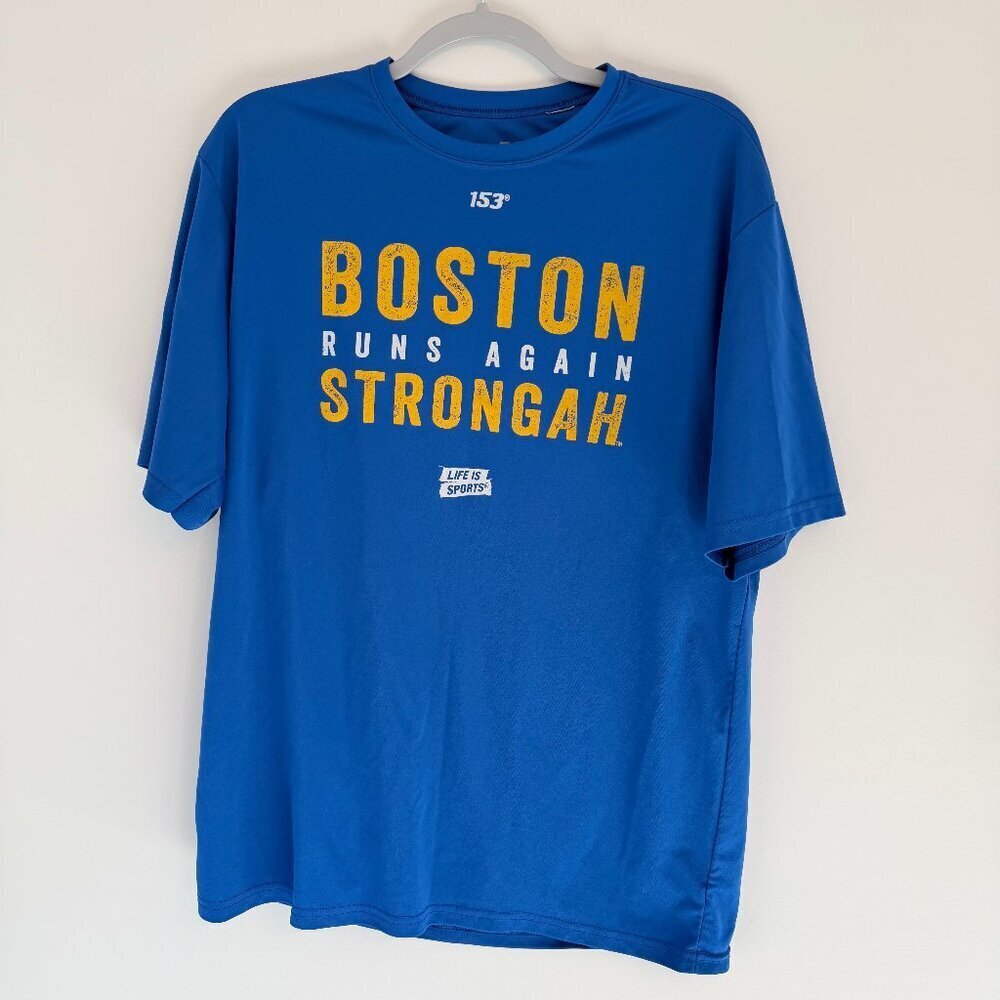 🏃‍♂️ Boston “Runs Again Strongah” Performance T-Shirt – Men’s Large 🏃‍♂️